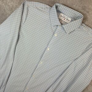 Mizzen + Main Button Up‎ Shirt Mens LT Tall Blue Check Leeward Trim Fit Preppy